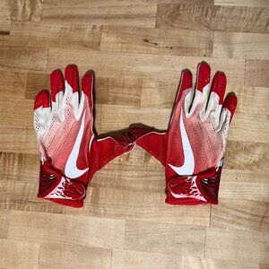 Used Men's Small Nike Vapor Jet Football Gloves White and Red